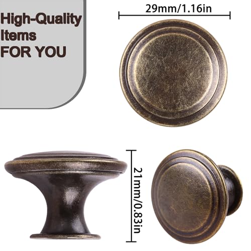 Pack of 6 Flat Round Mushroom Shape Drawer Pulls Anique Broze Furniture Cupboard Zinc Alloy Dresser Knobs Door Window Pull Handles Cabinet Hardware for Closet Wardrobe Pulls with Screws - color: Antique