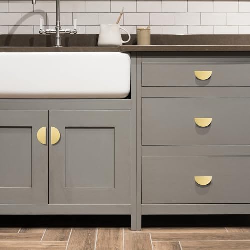 QOGRISUN 5-Pack Solid Brass Gold Drawer Pulls, Half Moon Cabinet Handles - size: 2.5 Inch Hole Centers