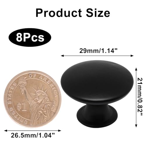 8 Pcs Black Cabinet Knobs, Round Dresser Knob Kitchen Drawer Knobs, Single Hole Cupboard Door Knob Dresser Drawer Pulls Handles - color: Black, size: 8 Pack