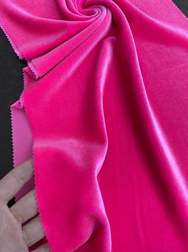 Premium Stretch Velvet Fabric by The Yard - Wrinkle-Resistant - Soft - Upholstery Fabric - Polyester Spandex Blend - for Clothing and Crafts - Resistant – 58-60 Inches Wide (Neon Pink, 1 Yard) - color: Neon Pink, size: 1 Yard