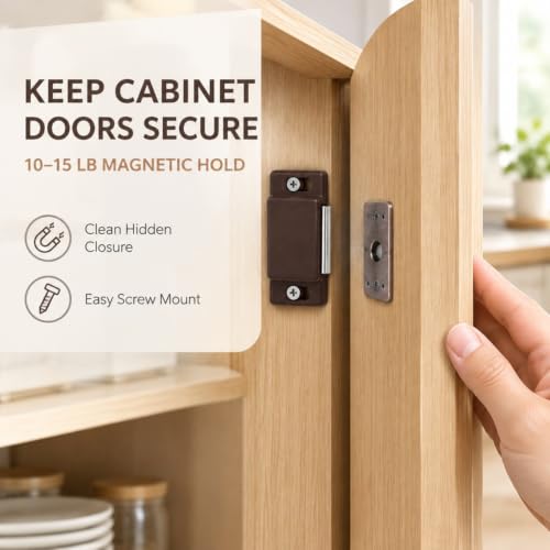 Antrader 12-Pack 10-15lbs Magnetic Cabinet Door Catches with Screws,Brown