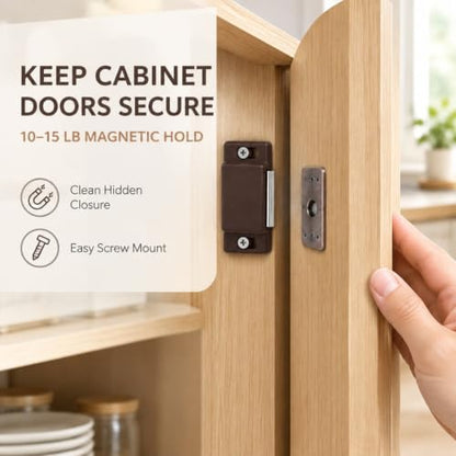 Antrader 12-Pack 10-15lbs Magnetic Cabinet Door Catches with Screws,Brown
