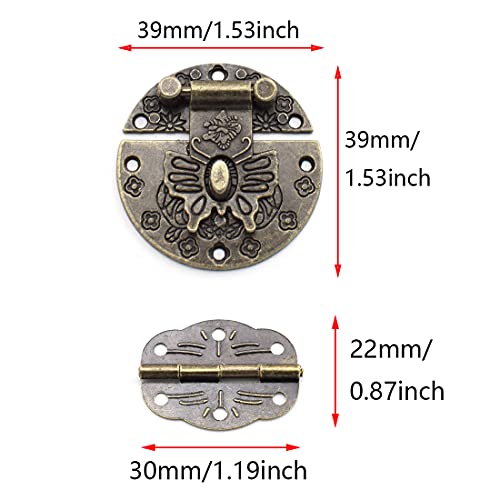 SDTC Tech Antique Butterfly Pattern Round Hasp Latch and Oval Hinges Kit - color: With padlock hole