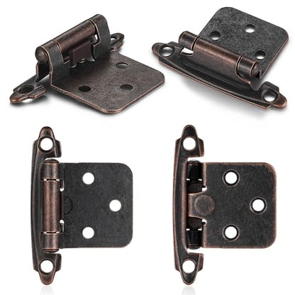 Oil Rubbed Bronze (Antique) Cabinet Hinges, 1/2” Overlay, 4 Pack - color: Antique Copper, size: 1/2 Inch Overlay