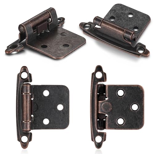 Oil Rubbed Bronze (Antique) Cabinet Hinges, 1/2” Overlay, 4 Pack - color: Antique Copper, size: 1/2 Inch Overlay