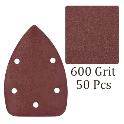 50pcs Mouse Sander Detail Sandpaper 600Grit 3.5"x5.5" Triangle - size: 600 grit