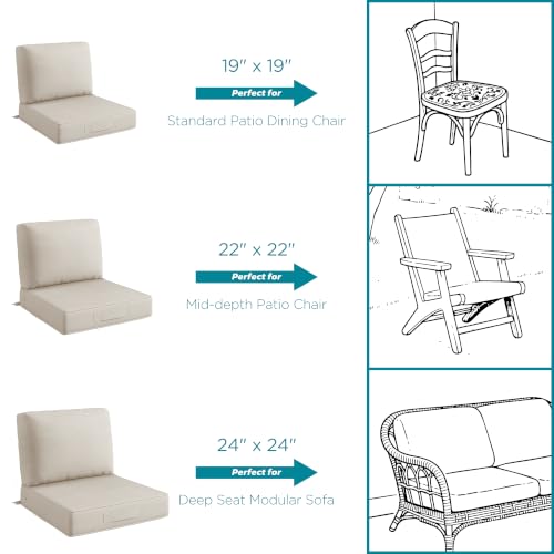 Codi Outdoor Chair Cushions, 24x24 Deep Seat Replacement Set, Beige - color: Beige, size: 24x24"
