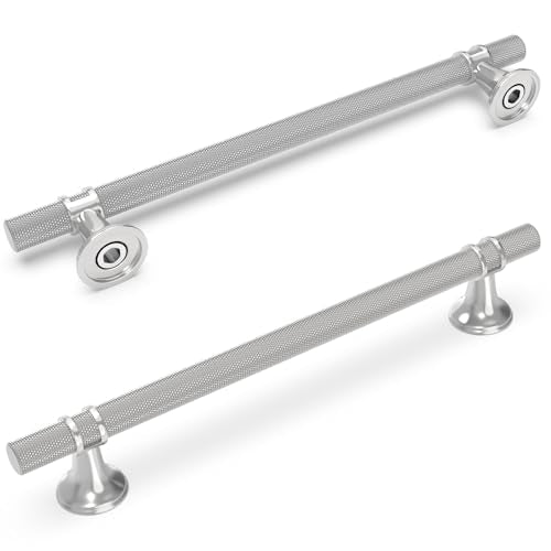 10 Pack 7-1/2 Inch Cabinet Pulls knurled Brushed Satin Nickel Kitchen Cabinet Handles Aluminum and Zinc Alloy Drawer Pulls Solid Cabinet Hardware - color: Brushed Satin Nickel Knurled, size: 7-1/2'' Hole Center(192mm)