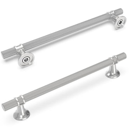 10 Pack 7-1/2 Inch Cabinet Pulls knurled Brushed Satin Nickel Kitchen Cabinet Handles Aluminum and Zinc Alloy Drawer Pulls Solid Cabinet Hardware - color: Brushed Satin Nickel Knurled, size: 7-1/2'' Hole Center(192mm)