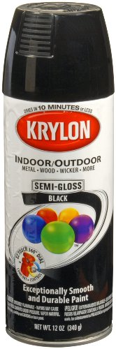 Krylon K05160307 ColorMaster Paint + Primer, Semi-Gloss, Black, 12 oz. - color: Black, style: Semi-Gloss