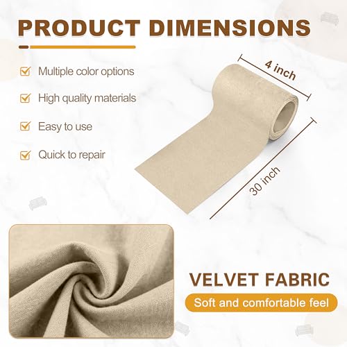 Velvet Repair Patch, Self-Adhesive Flannel Fabric Patch, Multi Colors, Microfiber Patch，Can be Used to Patch Sofas, Car Seats, Handbags, Jacket Holes and Tears (Light Khaki) - color: Khaki, size: 4" x 30"-2 ROLLS