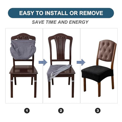 Waterproof Stretch Dining Chair Seat Covers, Set of 6 Black - color: Black, size: 16-20in-Rear-gapped