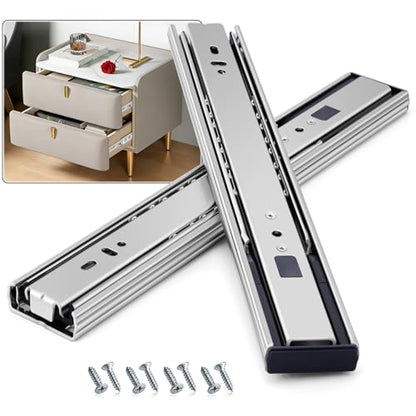 Soft Close Drawer Slides Ball Bearing 3 Folds Full Extension Side Mount Cabinet Runners Glides Rails Track 100 Lbs Load 10 12 14 16 18 20 22 24 Inch Silver(Silver-Soft Close- 1 Pr, 18inch) - color: Silver-Soft Close, size: 18 Inch