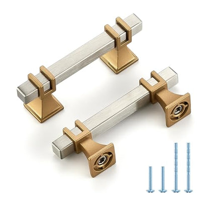 HOME EDIT Brushed Nickel&Gold Pulls Cabinet Handles 2-1/2 Inch 10 Pack - color: Brushed nickel and gold, size: 2-1/2 In Hole Center