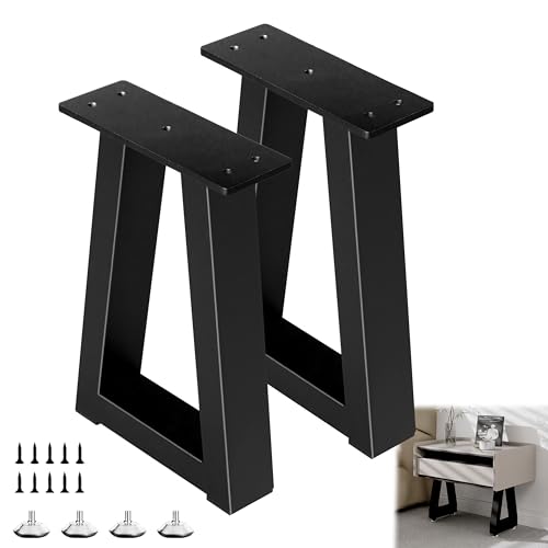 14 Inch Trapezoid Metal Table Legs Black Bench Legs,DIY Furniture for Coffee/Side Table, Bench Stool Cabinet Feets - Set of 2 - color: Black, size: 14 '' Trapezoid