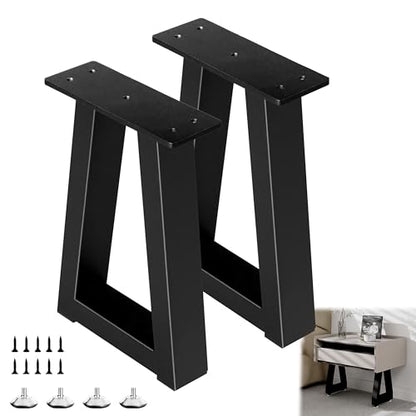14 Inch Trapezoid Metal Table Legs Black Bench Legs,DIY Furniture for Coffee/Side Table, Bench Stool Cabinet Feets - Set of 2 - color: Black, size: 14" Trapezoid