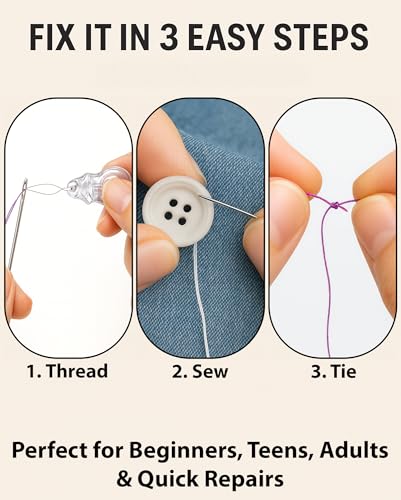 Vellostar Sewing Kit for Adults, 100-Piece Hand Sewing Needle & Thread Kit - color: Premium Black