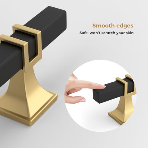 Haliwu Black and Gold Cabinet Pulls 6 Pack 10 Inch, Matte Black Drawer Handles Square 2 Tone Hardware, T Bar Cabinet Pulls for Dresser Bathroom Closet and Cupboard - color: Black and Matte Gold, size: 256mm(10 inch)