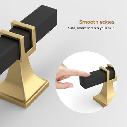 Haliwu Black and Gold Cabinet Pulls 6 Pack 10 Inch, Matte Black Drawer Handles Square 2 Tone Hardware, T Bar Cabinet Pulls for Dresser Bathroom Closet and Cupboard - color: Black and Matte Gold, size: 256mm(10 inch)