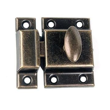 Van Dyke's Restorers Classic Stamped Steel Cabinet Latch Lock, 2 1/8" x 2 5/16", Antique Brass - color: Antique Brass