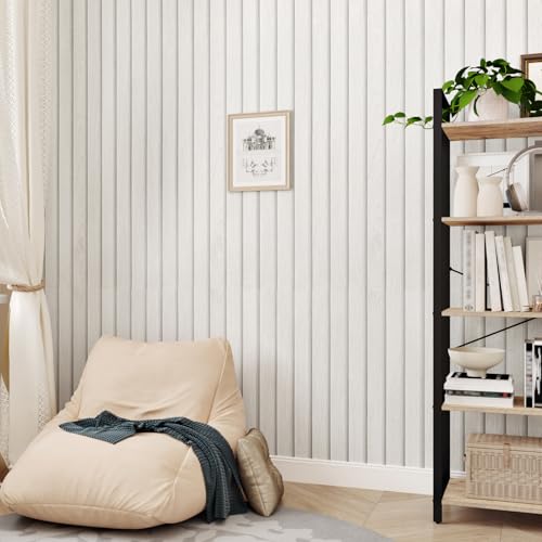 Wallercity White/Gray Wood Shiplap Peel and Stick Wallpaper Waterproof Wood Countertop Contact Paper Shiplap Faux Wall Plank Self Adhesive Wooden Vinyl Slat Wallpaper for Kitchen Farmhouse 15.8"x78.7" - color: White/Gray, size: 15.8" x 78.7"