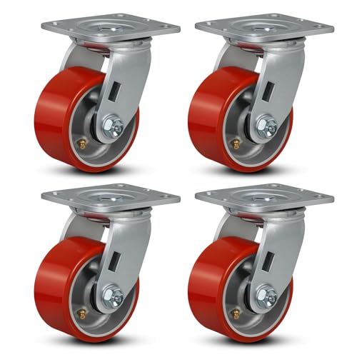 4"x2" Industrial Casters- Heavy Duty casters,Polyurethane Casters Wheel,Capacity up to 3200 Lb. Use for Platform Truck, U-Boat Cart,Workbenches(4 Swivel) - style: 4 inch