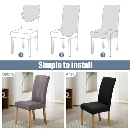 Dining Chair Covers, Stretch Seat Covers, Washable Furniture Protector - color: .Black, size: ‌Milk Silk