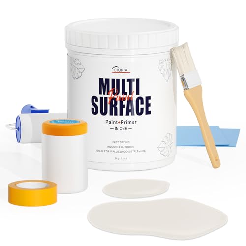 CIONIA All-in-One Paint - Multi Surface Ivory White Paint - Furniture and Cabinet for Interior/Exterior - No Sanding, Quick Drying, Perfect for Wood, Wall, Metal and More, 32 Oz - color: Ivory White, size: 32 Fl Oz (Pack of 1)