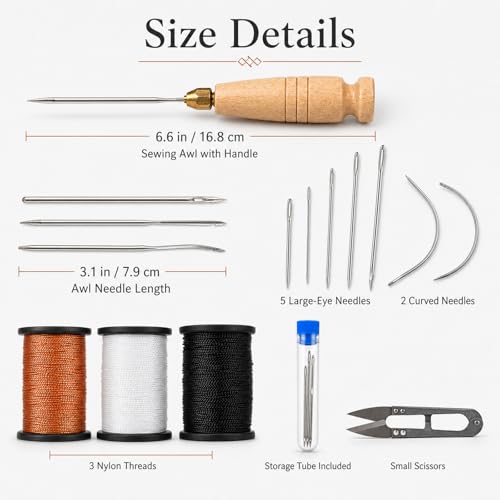 16Pcs Upholstery Repair Sewing Kit, Heavy Duty Leather Sewing Kit - color: Multicolored