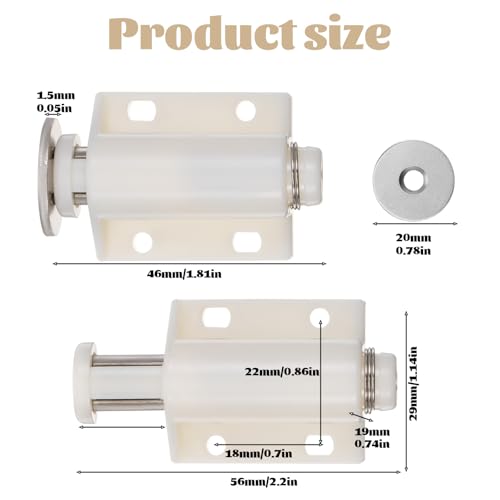 2 PCS Push to Open Cabinet Magnetic Door Latches (White)
