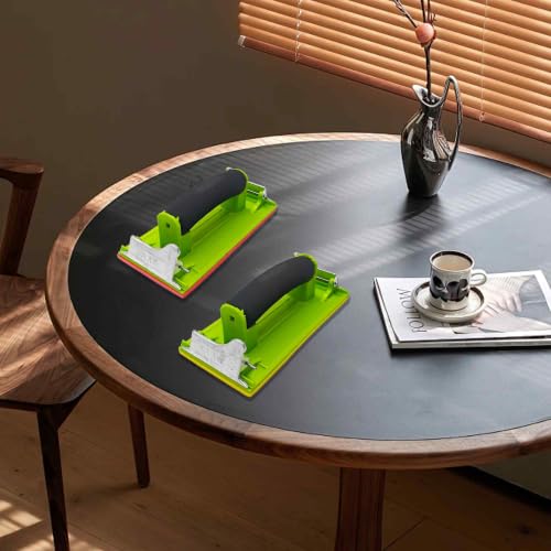 2Pcs Hand Sander with Comfortable Sponge Handle, Manual Sandpaper Holder Block for Drywall, Wood, Metal, Furniture Polishing, Heavy-Duty Sanding Tool with Secure Sandpaper Clamp Green - color: Green
