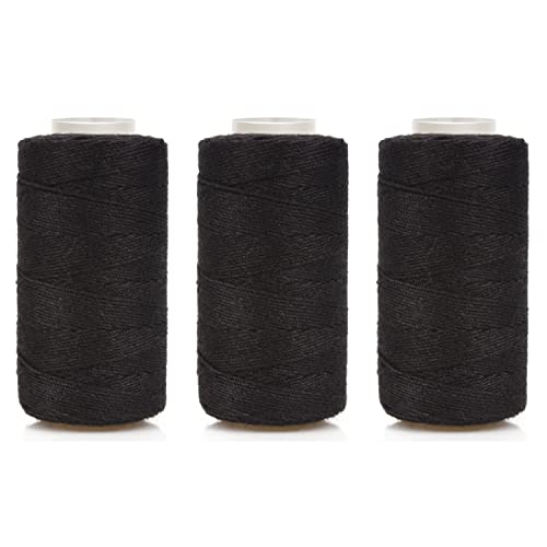 Ryalan Weaving Needle Combo Deal Black Thread with 10pcs Needle for Making Wig Sewing Hair Weft Hair Weave Extension, Big Medium and Small C J Shape Curved Needle I Needle (3 Thread Black + 10 Needle) - color: Black