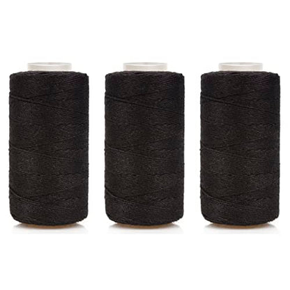 Ryalan Weaving Needle Combo Deal Black Thread with 10pcs Needle for Making Wig Sewing Hair Weft Hair Weave Extension, Big Medium and Small C J Shape Curved Needle I Needle (3 Thread Black + 10 Needle) - color: Black