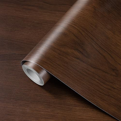Wood Grain Contact Paper Self Adhesive Peel and Stick Wallpaper for Cabinet - color: Dark Brown, size: 17.7" x 394"