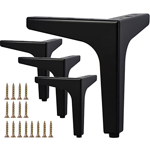La Vane 6 Inch Diamond Triangle Metal Furniture Legs 4PCS- Heavy Duty Iron - color: Black, size: 6" / 15cm