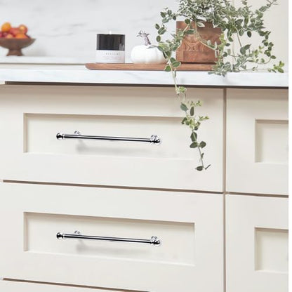 YAGU 6 Pack Polished Chrome Kitchen Cabinet Handles 7-1/2 Inch(192mm) Hole Center Solid Bright Nickel Dresser Drawer Pulls Furniture Hardware for Cupboard Wardrobe Closet Vanity - color: Polished Chrome, size: 6 Pack, style: 7.5''/192MM Hole Center
