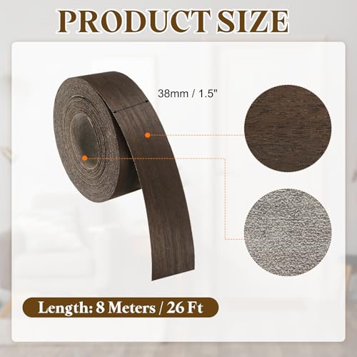uxcell 1-1/2 Inch x 26ft Wood Veneer Edge Banding, Pre-Glued Flexible Eucalyptus Edging Strips, Iron on with Hot Melt Adhesive Wood Tape for Cabinet Repair and Furniture Restoration - size: 1-1/2 Inch x 26ft