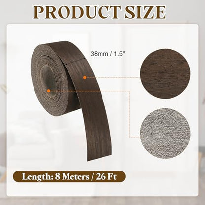 uxcell 1-1/2 Inch x 26ft Wood Veneer Edge Banding, Pre-Glued Flexible Eucalyptus Edging Strips, Iron on with Hot Melt Adhesive Wood Tape for Cabinet Repair and Furniture Restoration - size: 1-1/2 Inch x 26ft