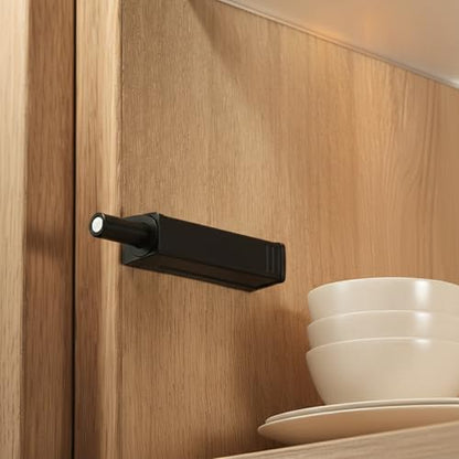 Black Push-to-Open Style Touch Latch — Screw-Mount for Self-Closing Hinges, Cabinet Doors, Soft Close Magnetic Latches, On Cabinets Hardware (Replace for Blum Tip Systems)