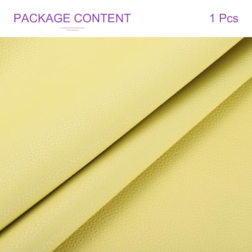 DMiotech 1 Pack 14 Inch x 53 Inch Faux Leather Sheet Furniture Cover Soft Grain Light Yellow PU Leather Roll for Handmade DIY Craft Projects - color: Light Yellow