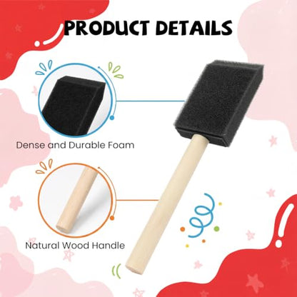Mister Rui 1.5" Sponge Brushes 24 Pk – Bulk Foam Applicators for Classrooms - color: 1.5 Inch Foam Brush Set | Pack of 24