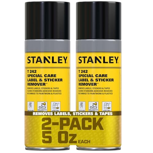 STANLEY T242 Label & Sticker Remover - Automotive-Grade Adhesive Cleaner - Safely Removes Adhesive Residue on Auto Surfaces - 5 oz - 2 Pack