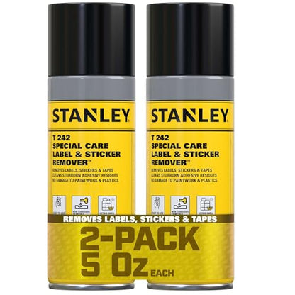 STANLEY T242 Label & Sticker Remover - Automotive-Grade Adhesive Cleaner - Safely Removes Adhesive Residue on Auto Surfaces - 5 oz - 2 Pack