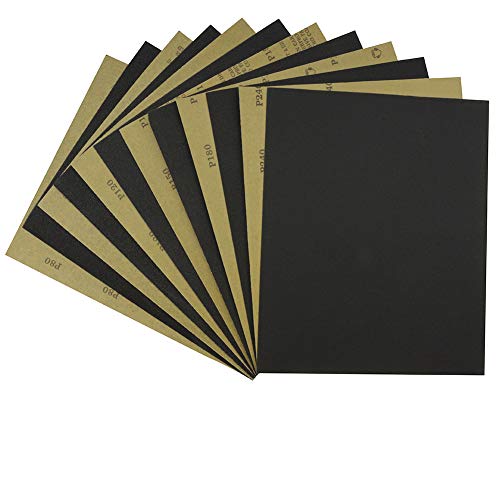 MAXAMN 80-240 Grit Sandpaper, 24Pcs 9x11 Wet Dry Sanding Sheets, for Wood