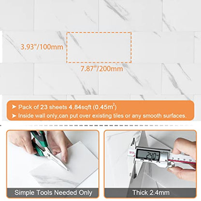 VAOVI Matte Peel and Stick Tiles Bathroom Wall(23pcs,Calaeatta) - color: Calaeatta