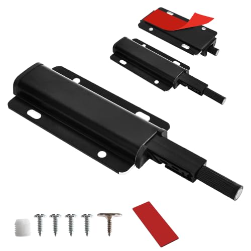 3 Pack Magnetic Push Open Cabinet Latch Heavy Duty Catch Hidden Door - size: 3 Pcs Black Magnetic Cabinet Latch