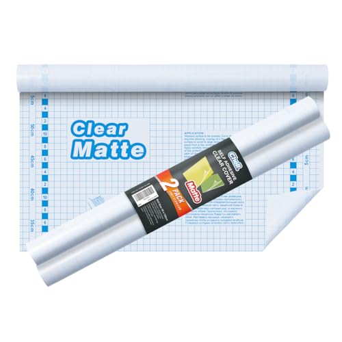 Chell 2 Pack Matte Clear Contact Paper Roll, Book Cover, 17.5 in x 5 ft