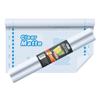 Chell 2 Pack Matte Clear Contact Paper Roll, Book Cover, 17.5 in x 5 ft