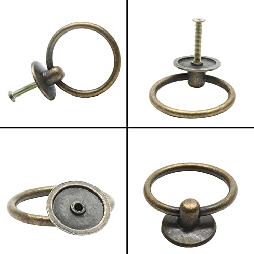 5Pcs 1" x 2" Bronze Ring Drawer Pulls - color: Bronze
