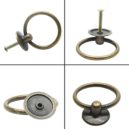 5Pcs 1" x 2" Bronze Ring Drawer Pulls - color: Bronze